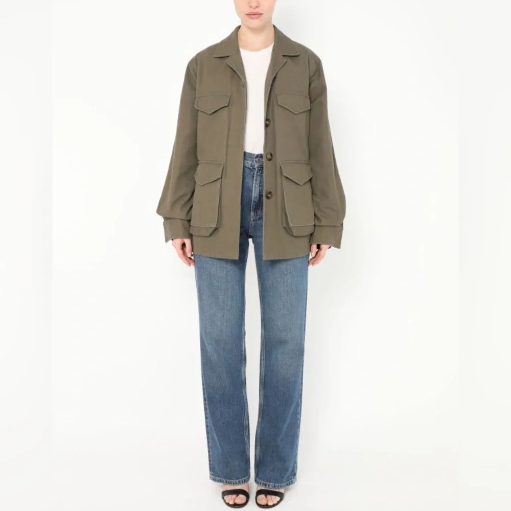 Toteme Avignon Utility Jacket Khaki Green – Oversized Cotton Size 32 | US XS
